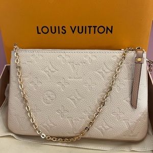 LV Empreinte Double Zip Pochette Beige Rose Creme